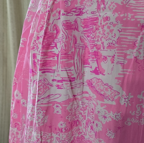 Lilly Pulitzer silk Palm Springs beach nudes swimmers story print dress - Picture 12 of 16